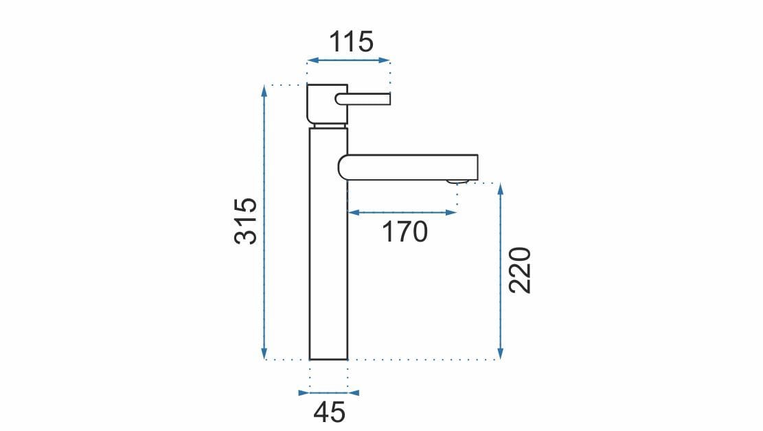 Baterie pentru lavoar Rea Tess High, auriu mat