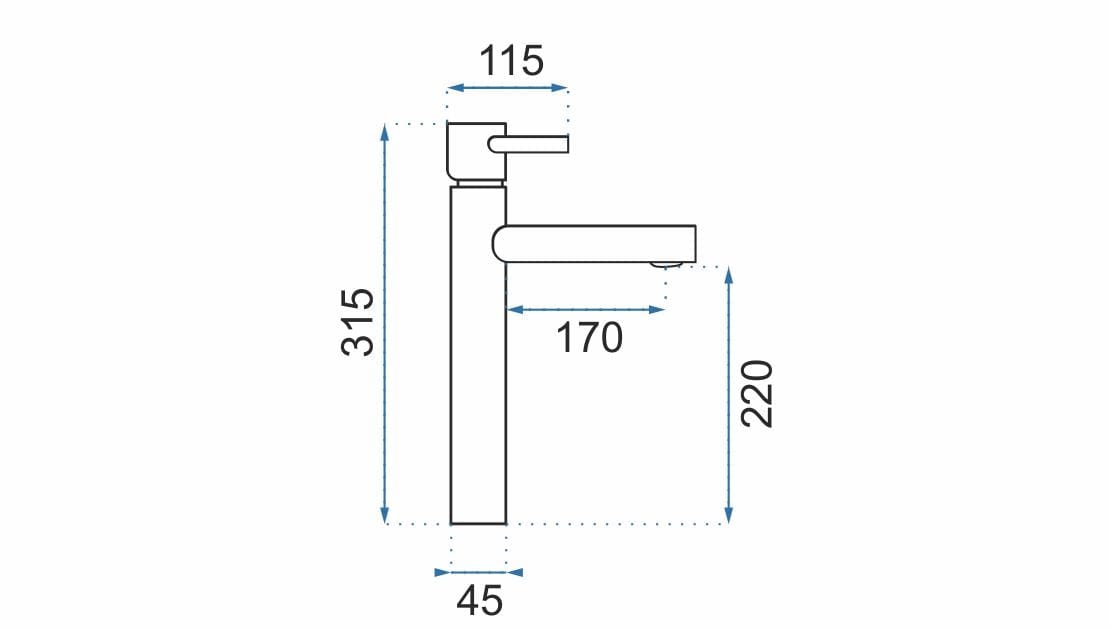 Baterie pentru lavoar Rea Tess High, negru mat