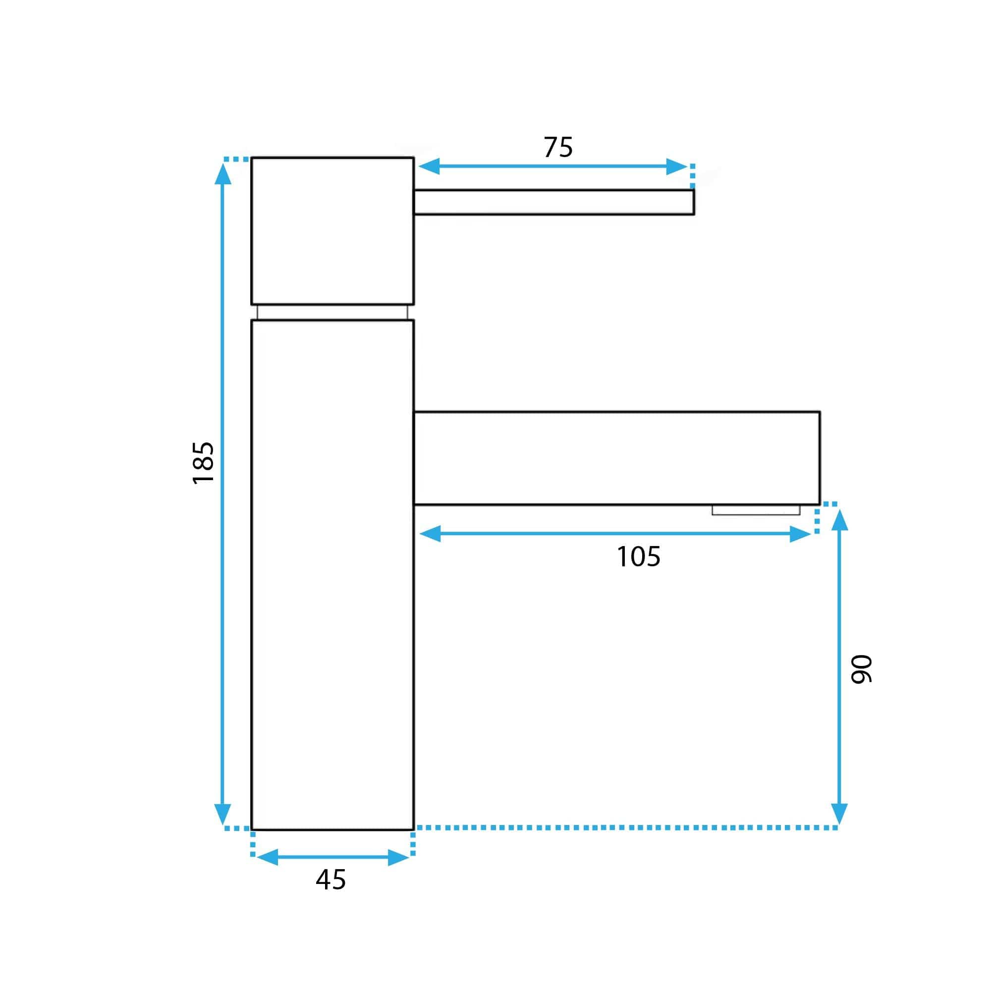 Baterie pentru lavoar Rea Tess Low, negru mat