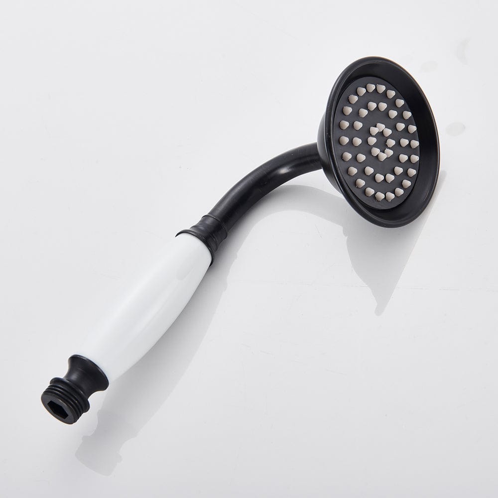 Baterie podea retro, negru mat cu bronz pe margine, 2 functii de curgere, cod 1532