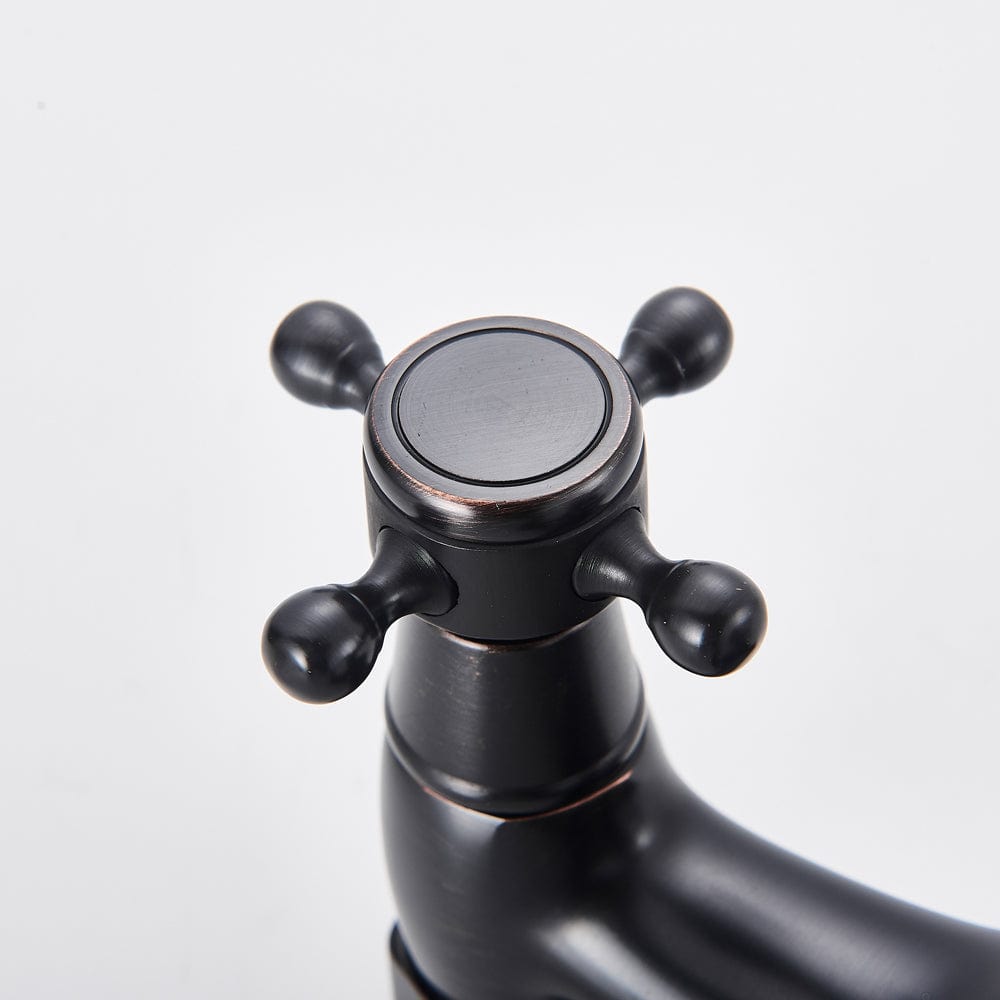 Baterie podea retro, negru mat cu bronz pe margine, 2 functii de curgere, cod 1532