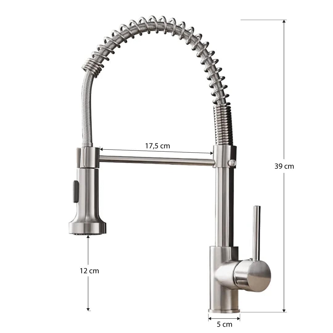 Baterie profesionala, cu dus flexibil, 2 functii de curgere a apei, cod 1270
