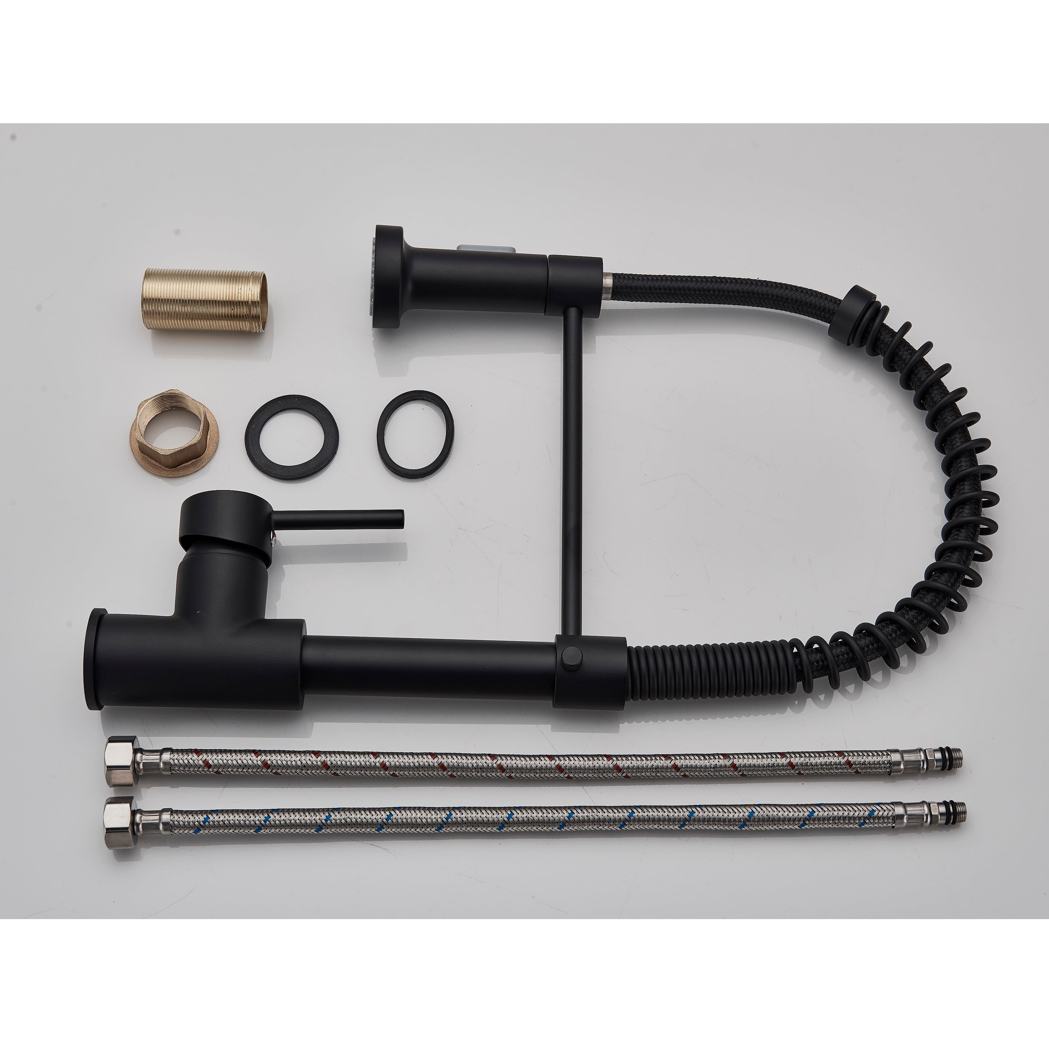 Baterie profesionala de bucatarie, cu dus flexibil, 2 functii de curgere, negru mat, cod 1335