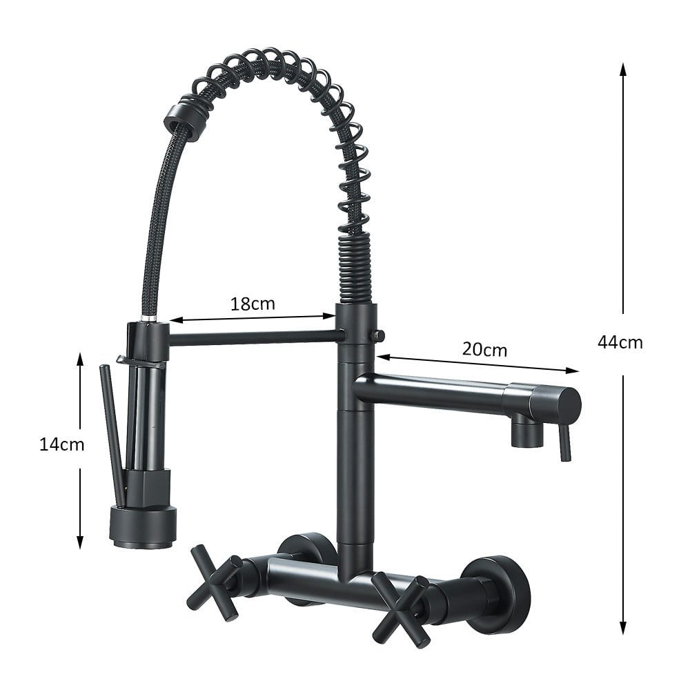 Baterie profesionala de bucatarie, cu dus flexibil, pipa pentru apa filtrata, negru mat, cod 1660