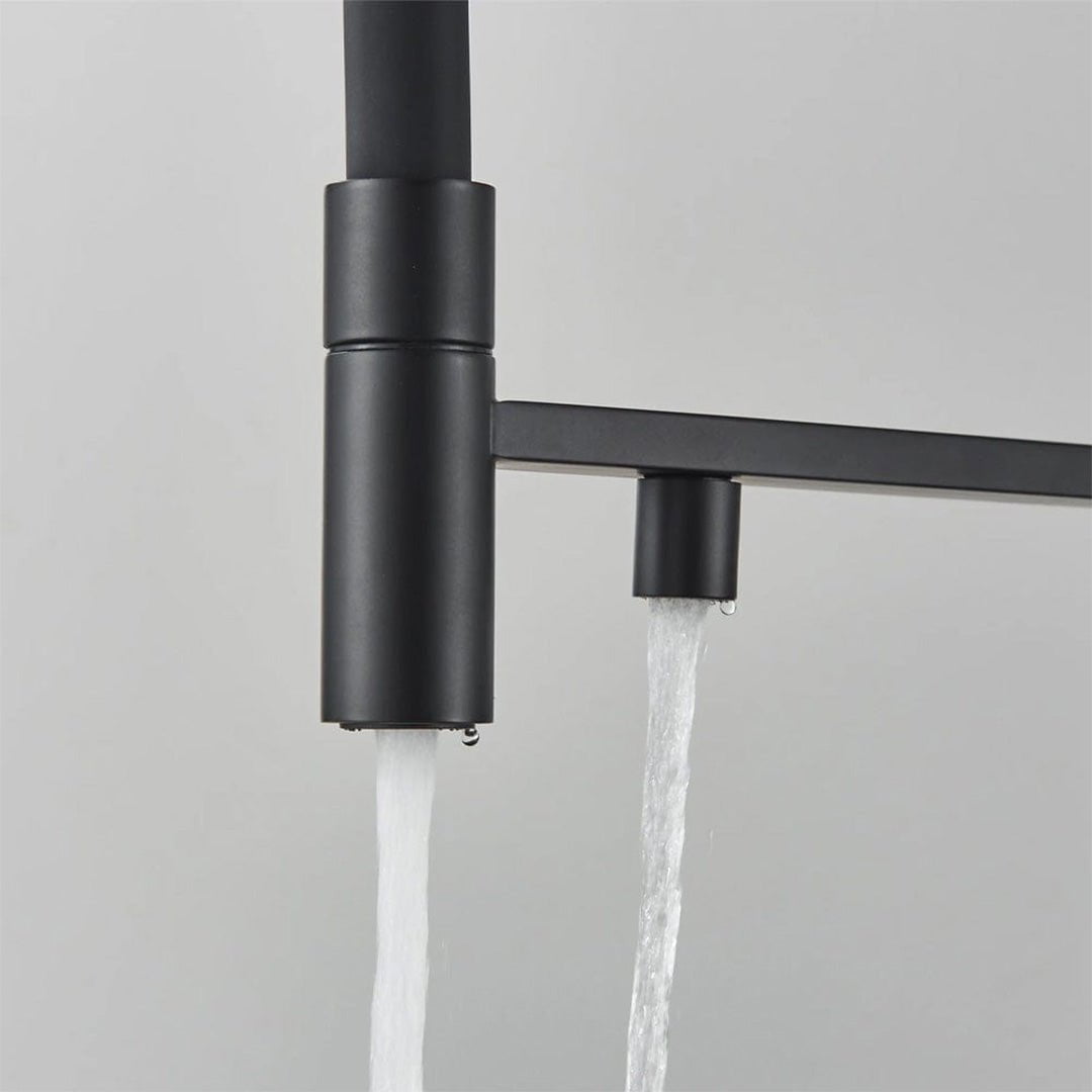 Baterie profesionala de bucatarie, cu dus flexibil, pipa pentru apa filtrata, negru mat, cod 1670