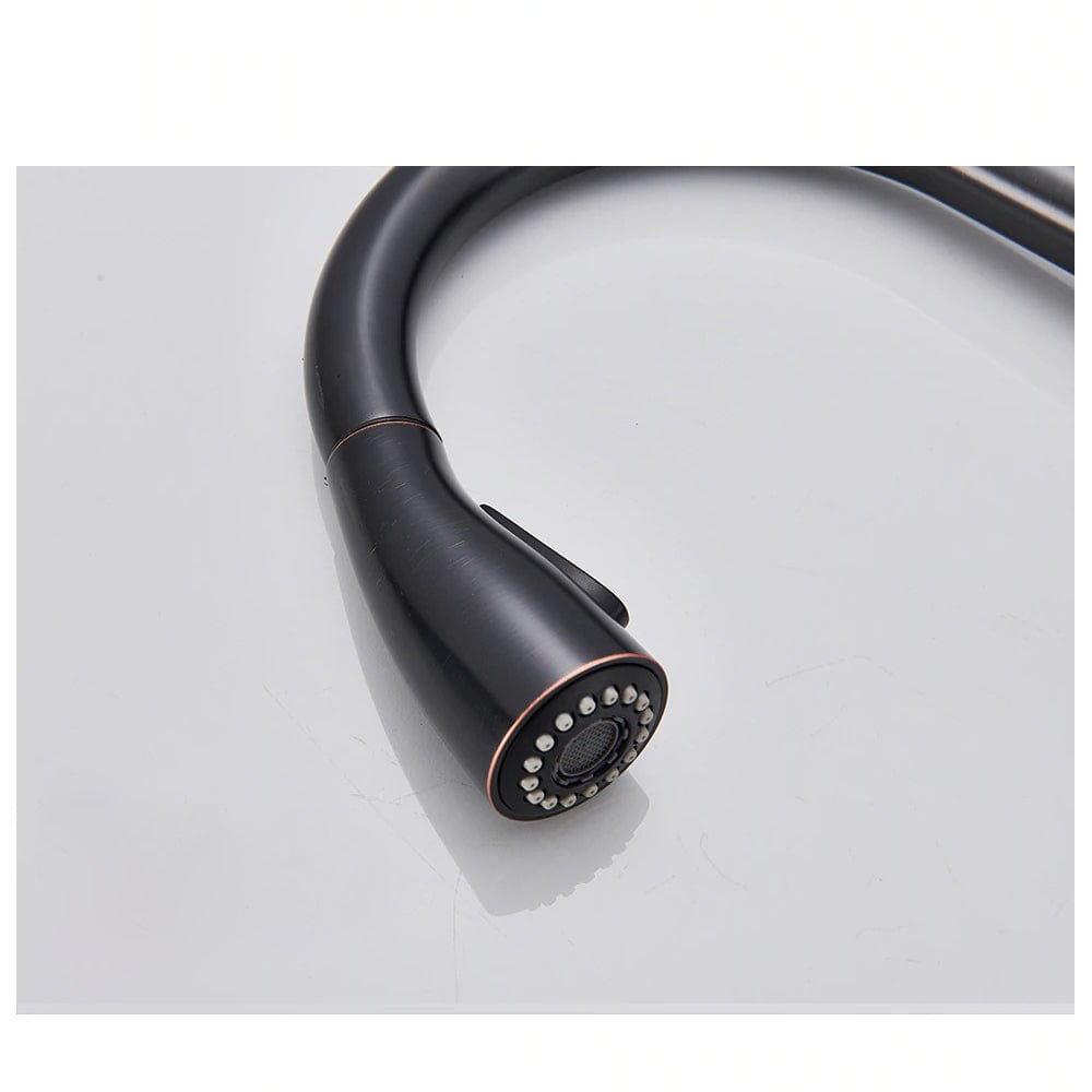 Baterie profesionala de bucatarie, negru cu bronz pe margine cu furtun extractibil si 2 functii de curgere, cod 1280