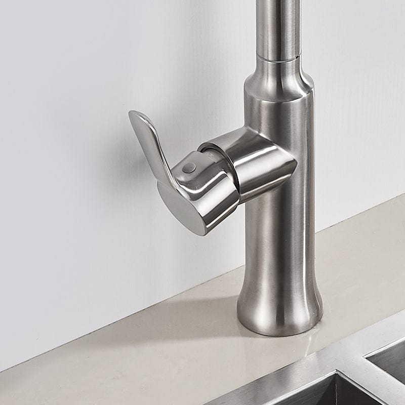 Baterie profesionala pentru bucatarie Herlich Chrome, cu 2 functii de curgere, dus extractibil, senzor tactil de pornire/oprire, argintiu nichelat, cod 1393