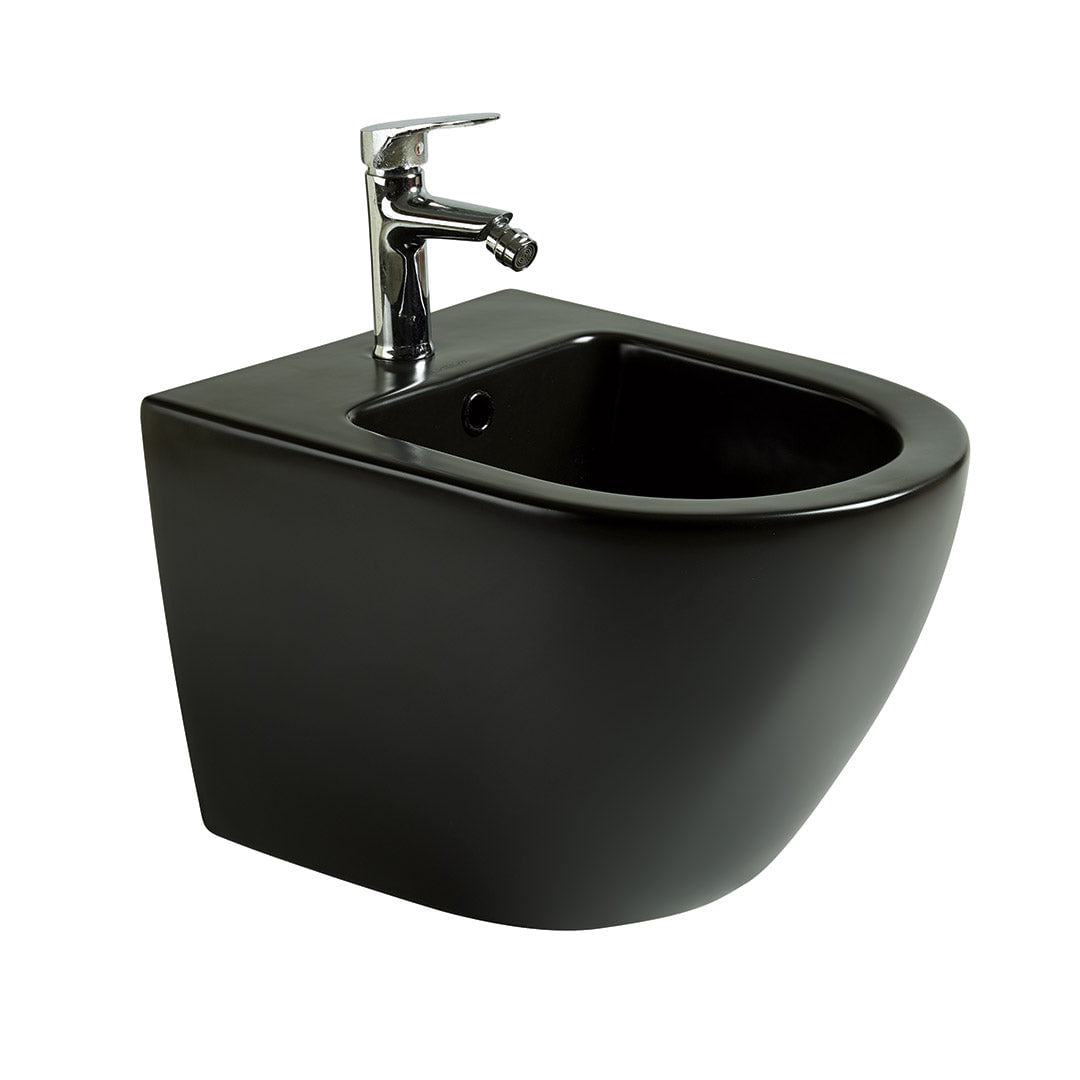 Bideu Braga, suspendat, din ceramica sanitara, negru mat, Elysium