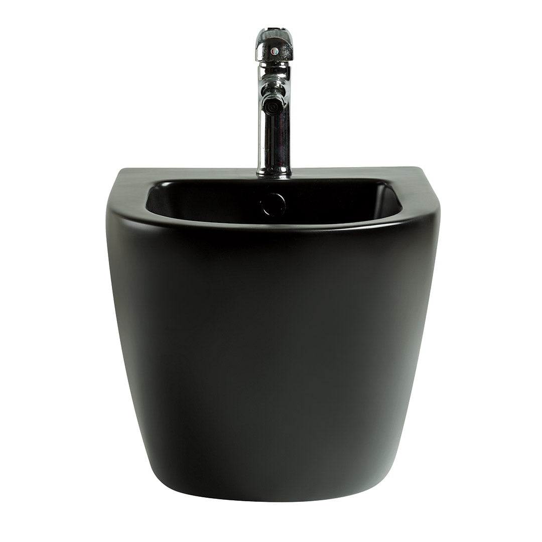 Bideu Braga, suspendat, din ceramica sanitara, negru mat, Elysium