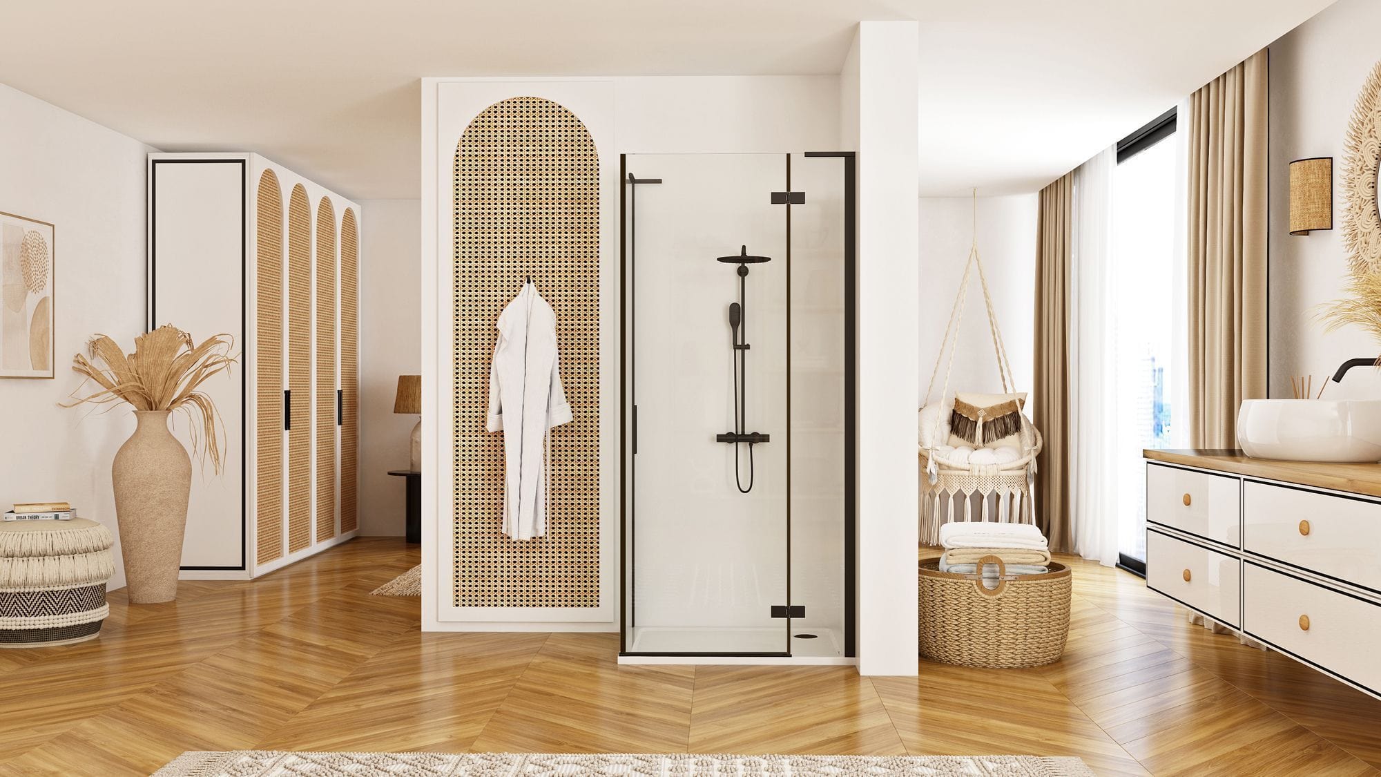 Cabină de duș Rea Hugo, negru, 80x80 cm