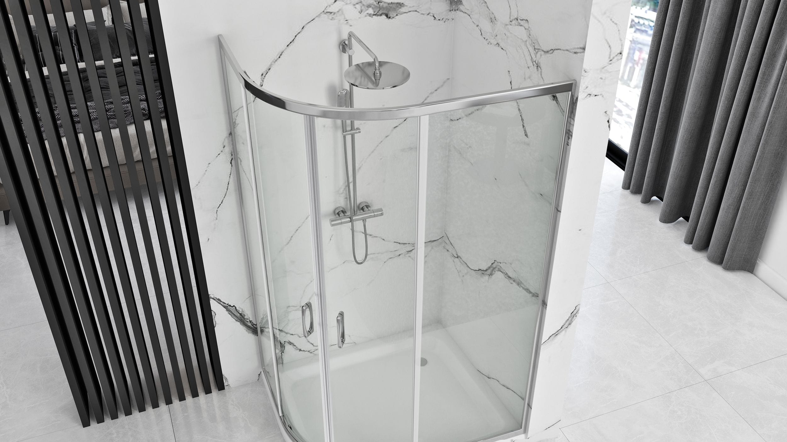 Cabină de duș Rea Look, crom, 80x100 cm stanga