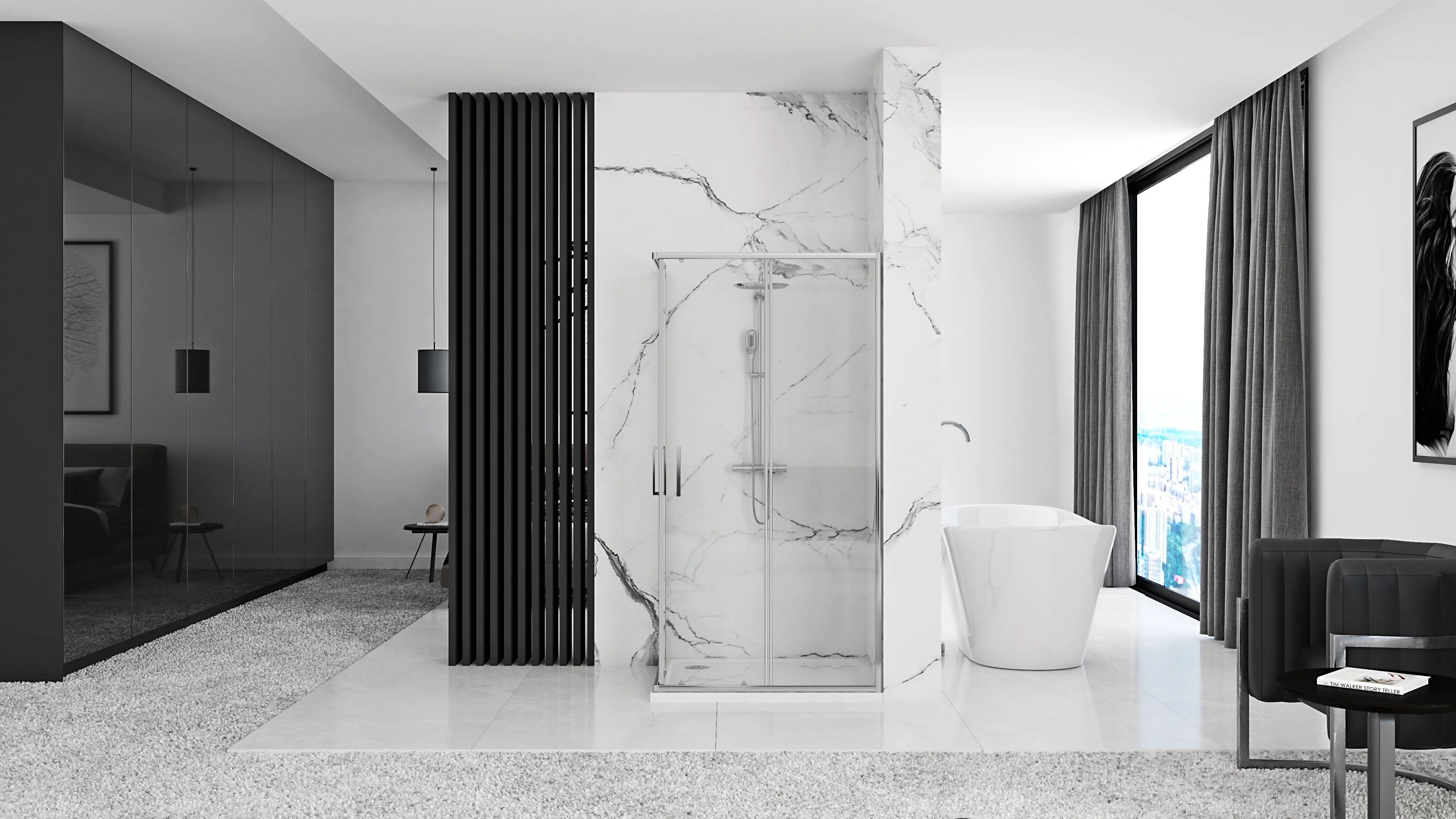 Cabină de duș Rea Punto, crom, 80x80 cm