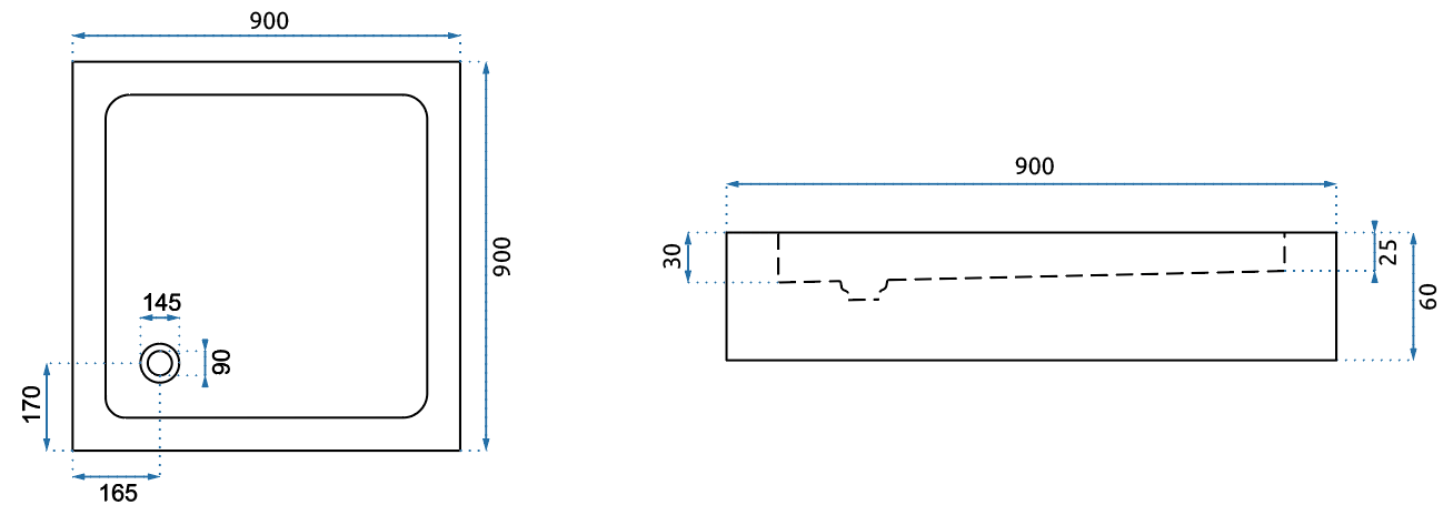 Cabină de duș Rea Punto, crom, 90x90 cm