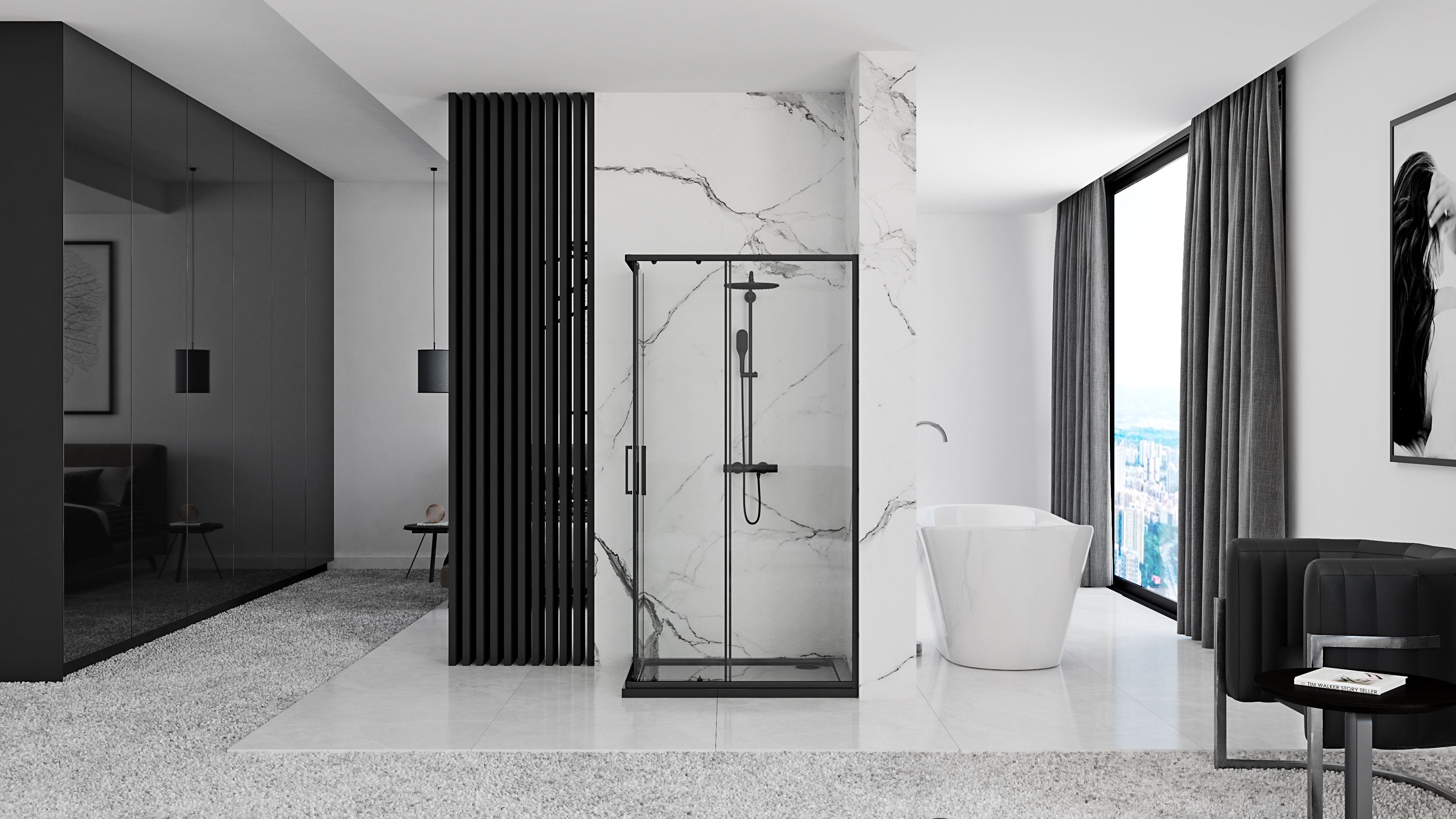 Cabină de duș Rea Punto, negru, 80x100 cm