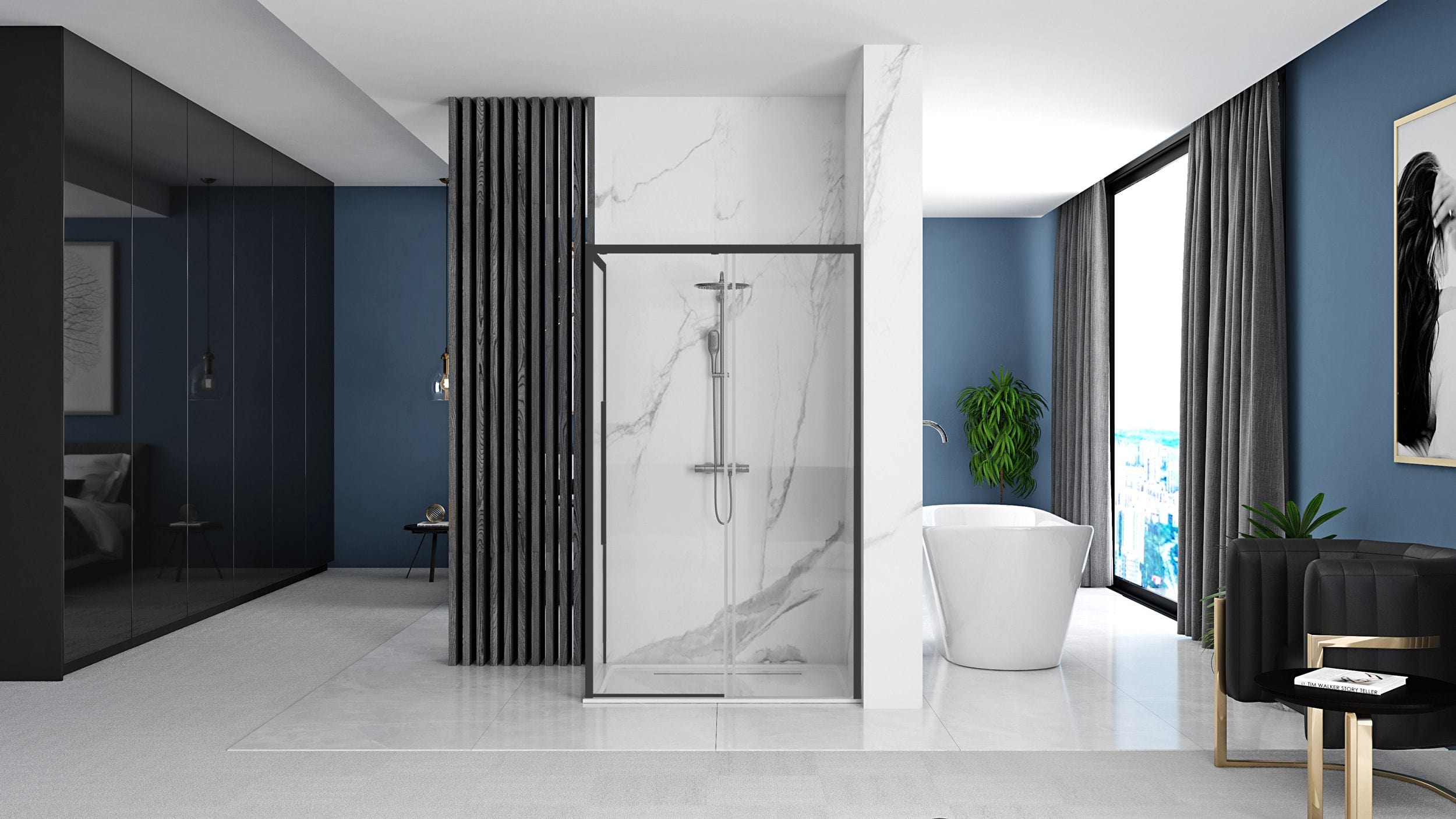 Cabină de duș Rea Solar, negru, 90x90 cm