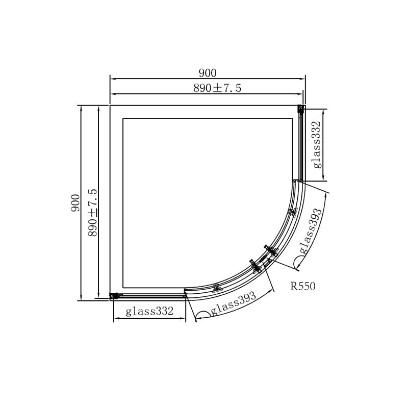 Cabină de duș semirotundă, Meda, Mediterraneo, crom, 90x200 cm