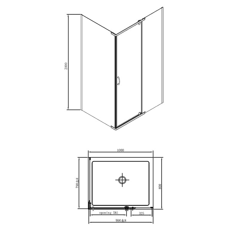 Cabina de dus dreptunghiulara Mediterraneo, 100x80 cm, argintiu
