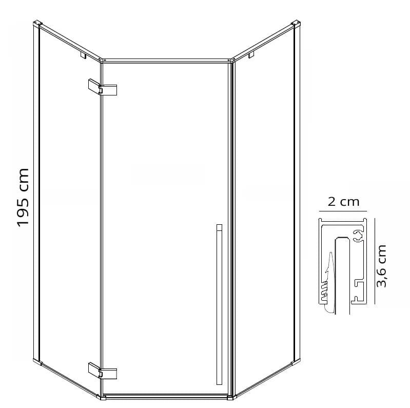 Cabina de dus Rea Diamond, auriu, 100x100 cm