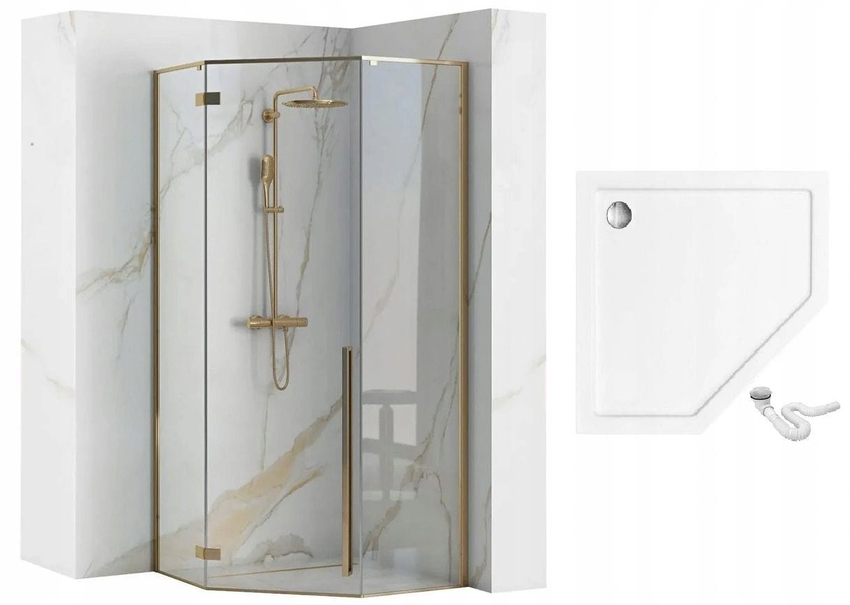 Cabina de dus Rea Diamond, auriu, 90x90 cm