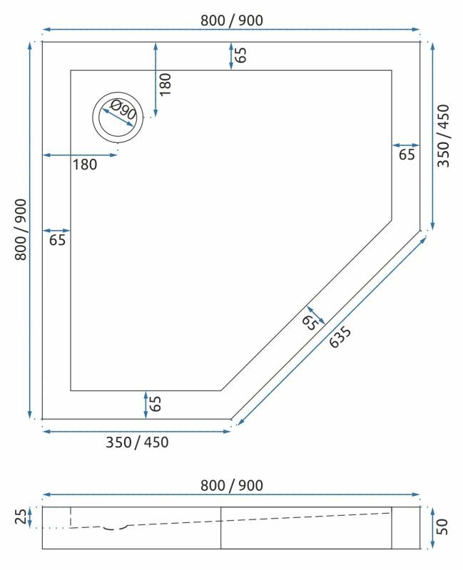 Cabina dus cu cadita Rea Diamond 90x90 cm – profil auriu periat