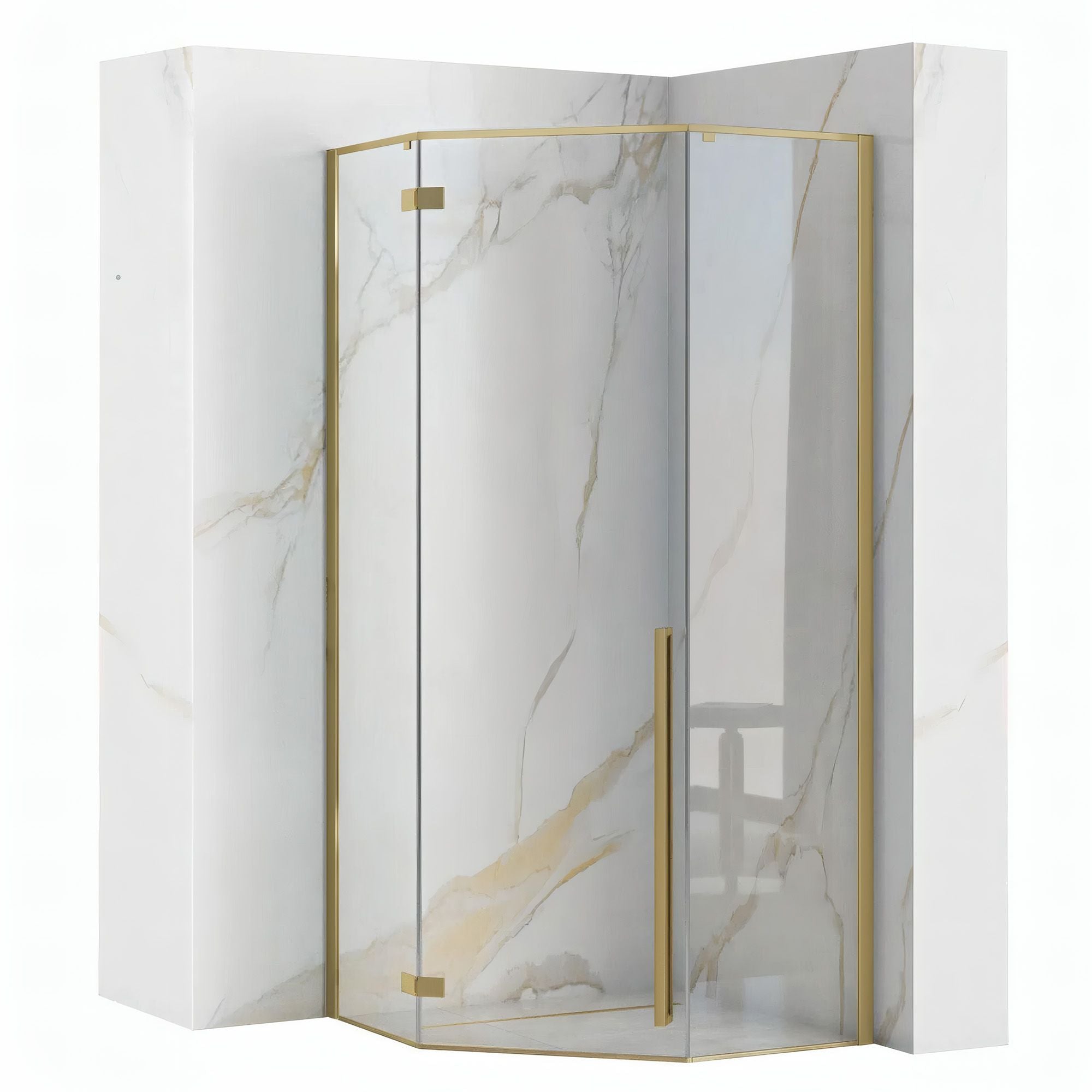 Cabina dus Rea Diamond 90x90 cm – profil auriu periat