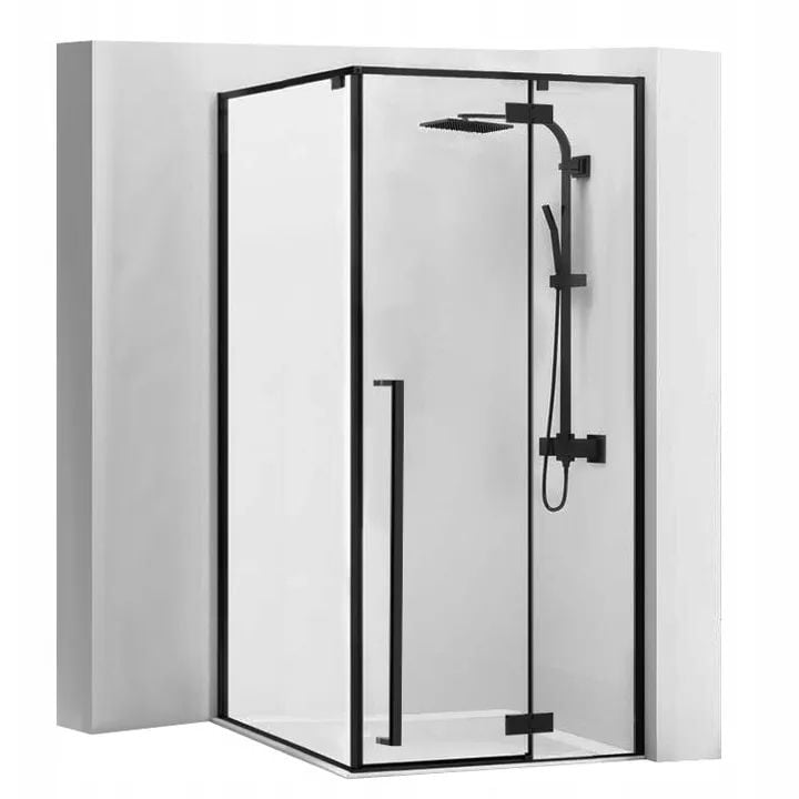 Cabina dus Rea Fargo 90x90 cm, cu cadita Savoy black – profil negru