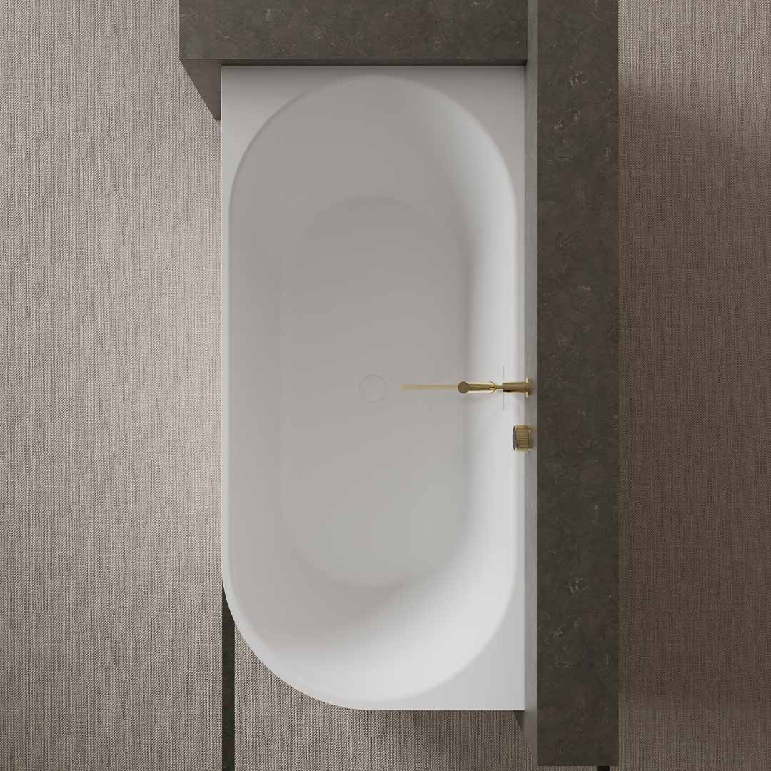 Cada de baie, de colt, 1700x800x550, din compozit, oval, alb, MonBlari