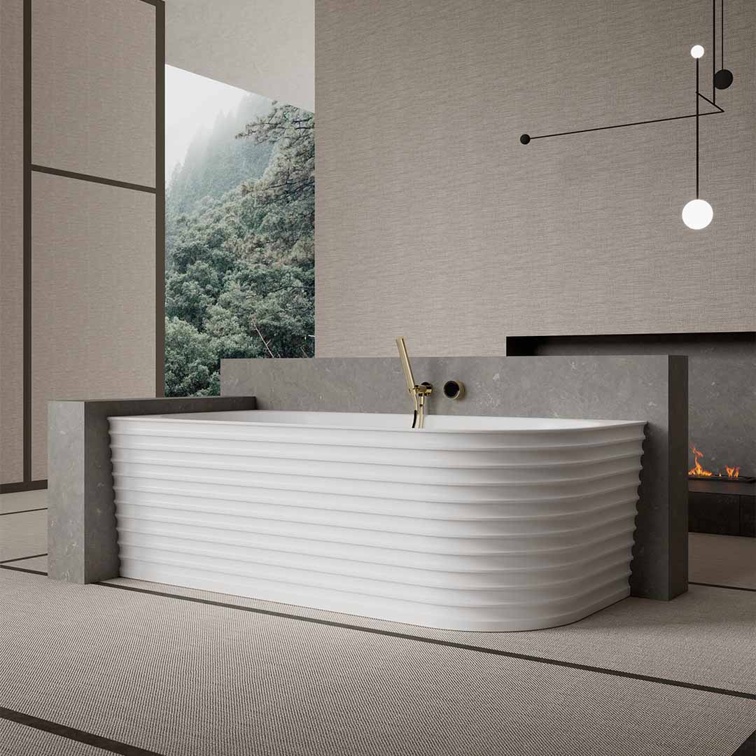 Cada de baie, de colt, 1700x800x550, din compozit, oval, alb, MonBlari