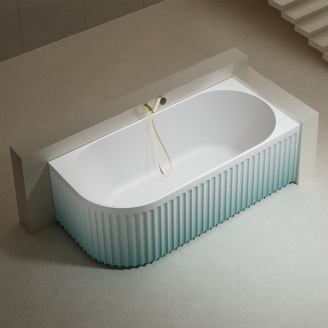 Cada de baie, de colt, 1700x800x550mm, alb, din compozit, ovala, finisaj mat, MonBlari