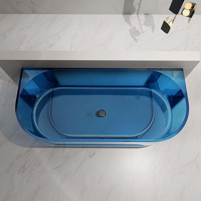 Cada de baie, de perete, 1700x750x550, din rasina, albastru transparent, MonBlari