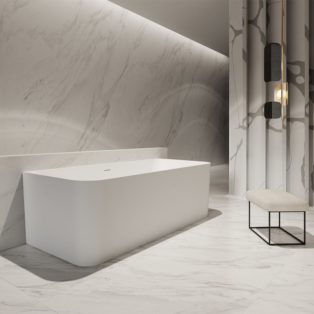 Cada de baie, de perete, 1700x750x550 mm, din compozit, alb, MonBlari