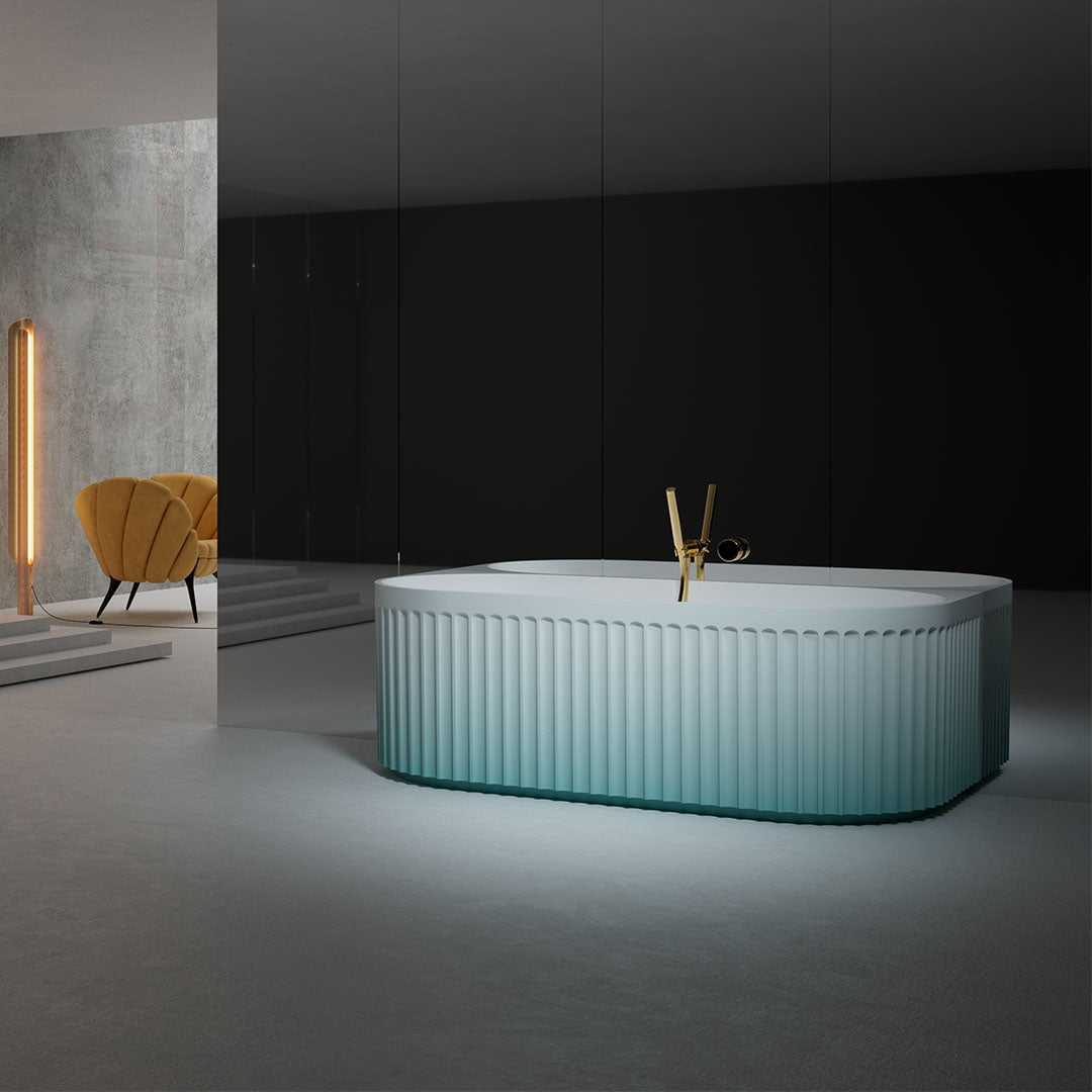 Cada de baie, de perete, 1700x800x550mm, alb, din compozit, ovala, finisaj mat, MonBlari