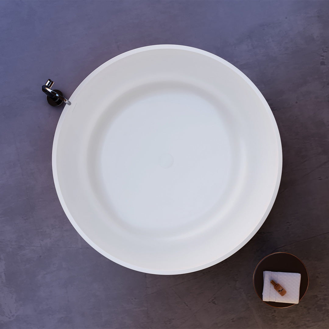 Cada de baie, freestanding, 1300x1300x550 mm, din compozit, rotunda, alb, MonBlari