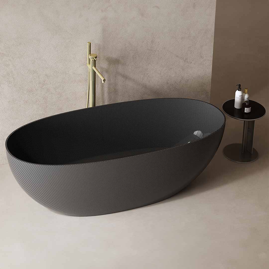 Cada de baie, freestanding, 1400x700x550 mm, negru, din fibra de carbon Twill, MonBlari