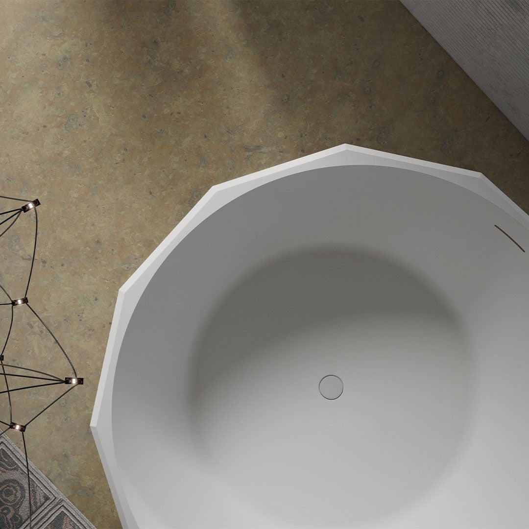 Cada de baie, freestanding, 1500x1500x550 mm, alb mat, compozit, rotunda, MonBlari Beryl