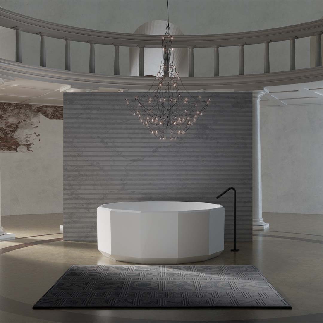 Cada de baie, freestanding, 1500x1500x550 mm, alb mat, compozit, rotunda, MonBlari Beryl