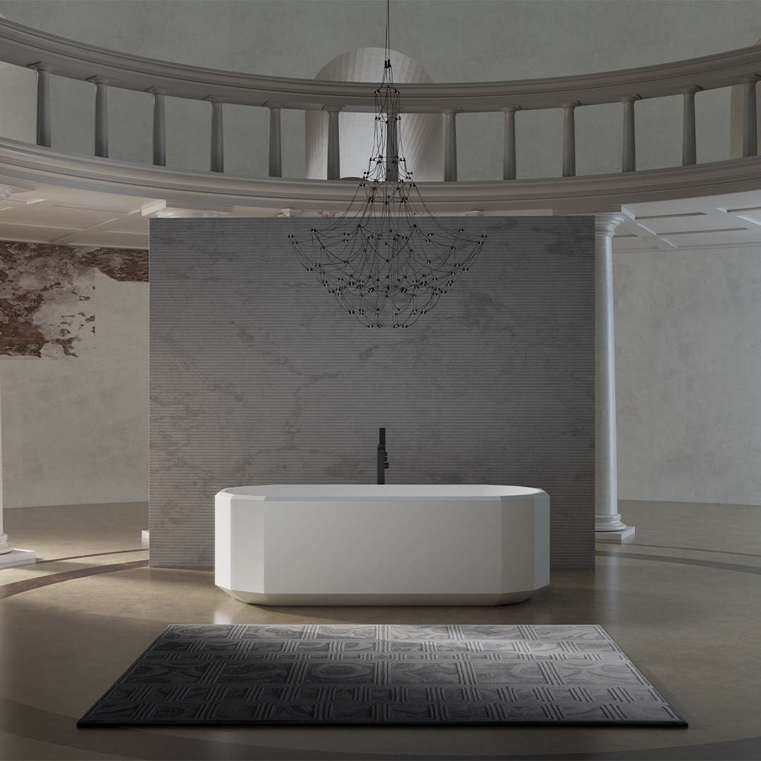 Cada de baie, freestanding, 1500x750x550 mm, alb mat, compozit, forma ovala, MonBlari Beryl