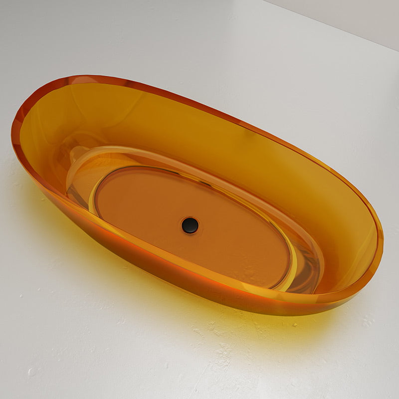 Cada de baie, freestanding, 1600x700x560, din rasina, ovala, portocaliu transparent, MonBlari