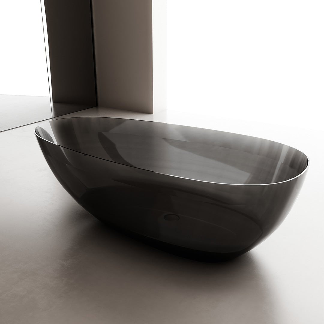 Cada de baie, freestanding, 1600x750x550, din rasina, ovala, negru mat transparent, MonBlari