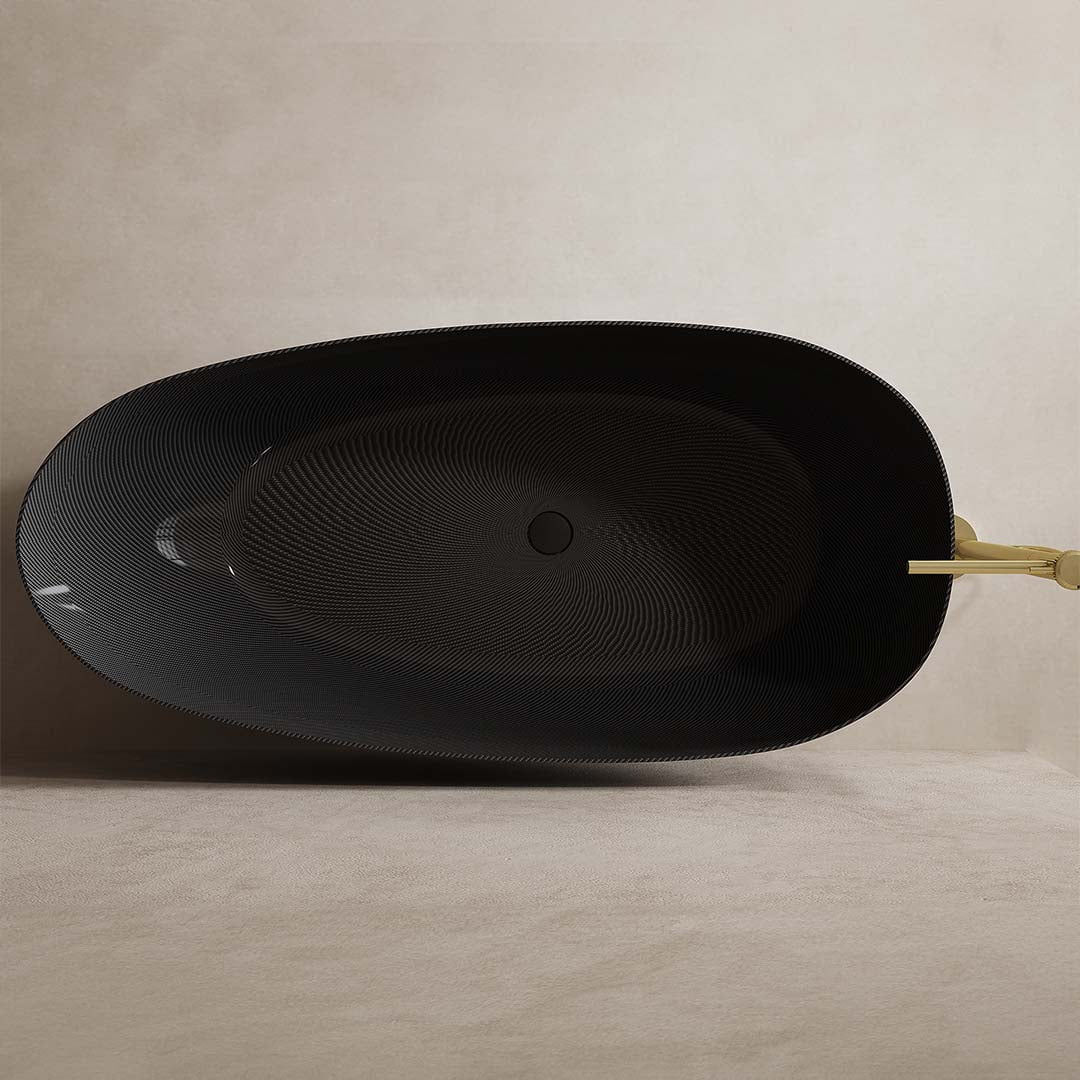 Cada de baie, freestanding, 1600x750x550 mm, negru, din fibra de carbon Twill, forma ovala, MonBlari