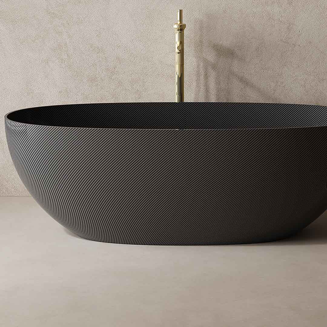 Cada de baie, freestanding, 1600x750x550 mm, negru, din fibra de carbon Twill, MonBlari