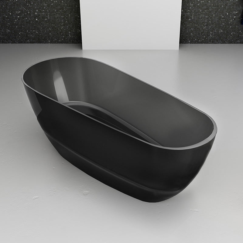 Cada de baie, freestanding, 1700x700x600, din rasina, ovala, negru mat transparent, MonBlari