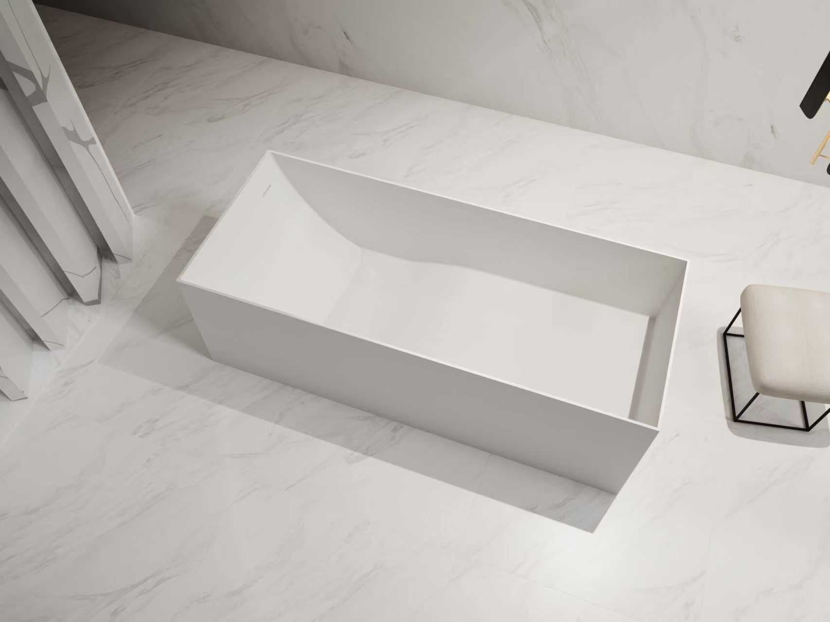 Cada de baie, freestanding, 1700x720x550 mm, din compozit, dreptunghiulara, alb mat, MonBlari