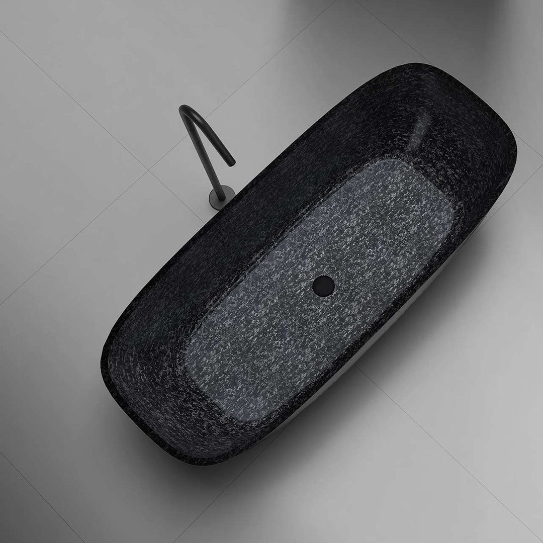 Cada de baie, freestanding, 1700x720x560 mm, negru, din fibra de carbon Mozaic, forma semi-ovala, MonBlari