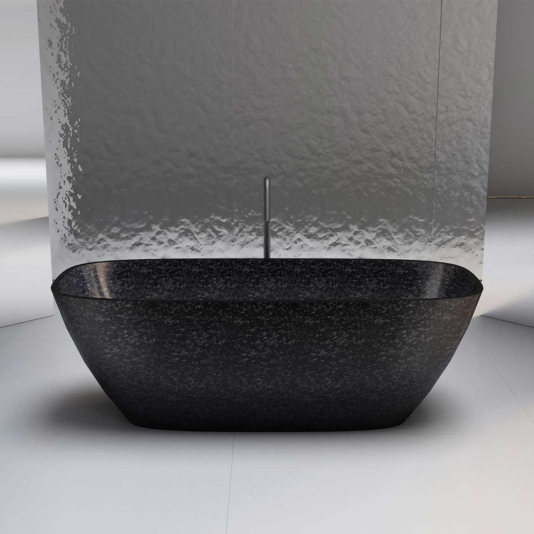 Cada de baie, freestanding, 1700x720x560 mm, negru, din fibra de carbon Mozaic, forma semi-ovala, MonBlari