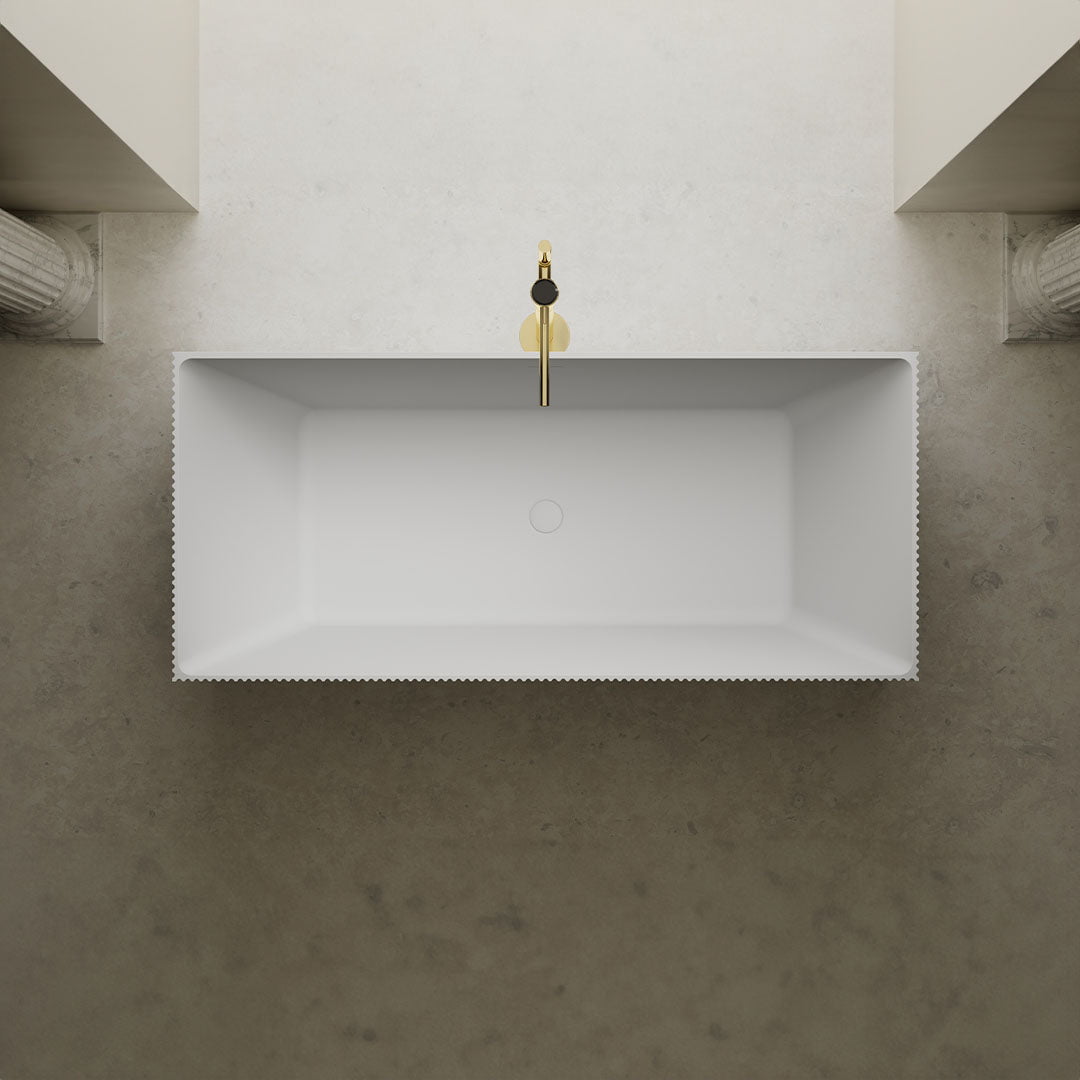 Cada de baie, freestanding, 1700x750x550, din compozit, dreptunghiulara, alb cu picatele, MonBlari