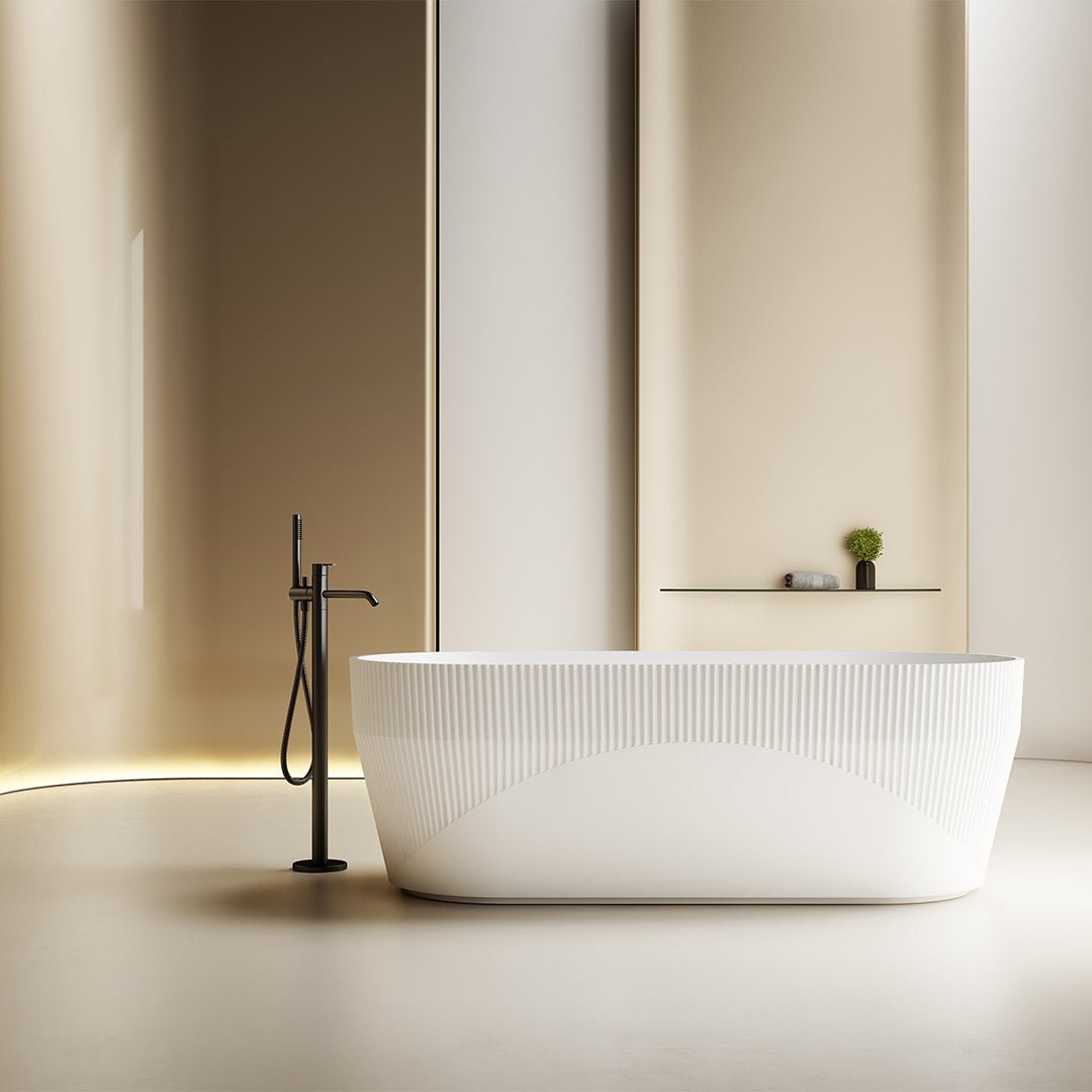 Cada de baie, freestanding, 1700x750x550, din compozit, ovala, alb mat, MonBlari