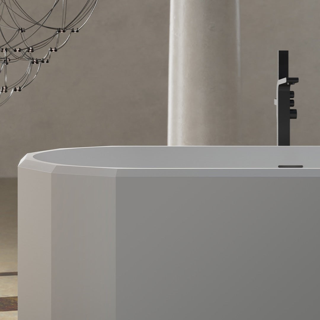 Cada de baie, freestanding, 1700x750x550 mm, alb mat, compozit, forma ovala, MonBlari Beryl