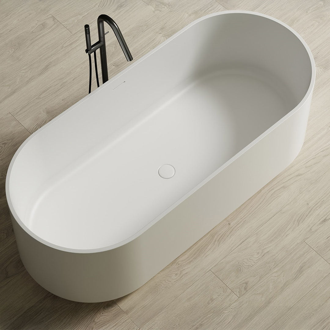 Cada de baie, freestanding, 1700x750x550 mm, din compozit, ovala, alb mat, MonBlari