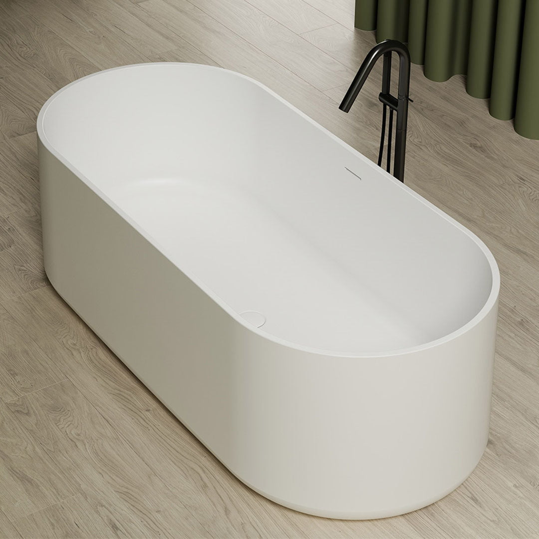 Cada de baie, freestanding, 1700x750x550 mm, din compozit, ovala, alb mat, MonBlari